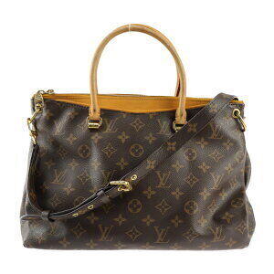 LOUIS VUITTON Monogram Leather Brown Pallas Handbag Leather Brown Shoulder Bag